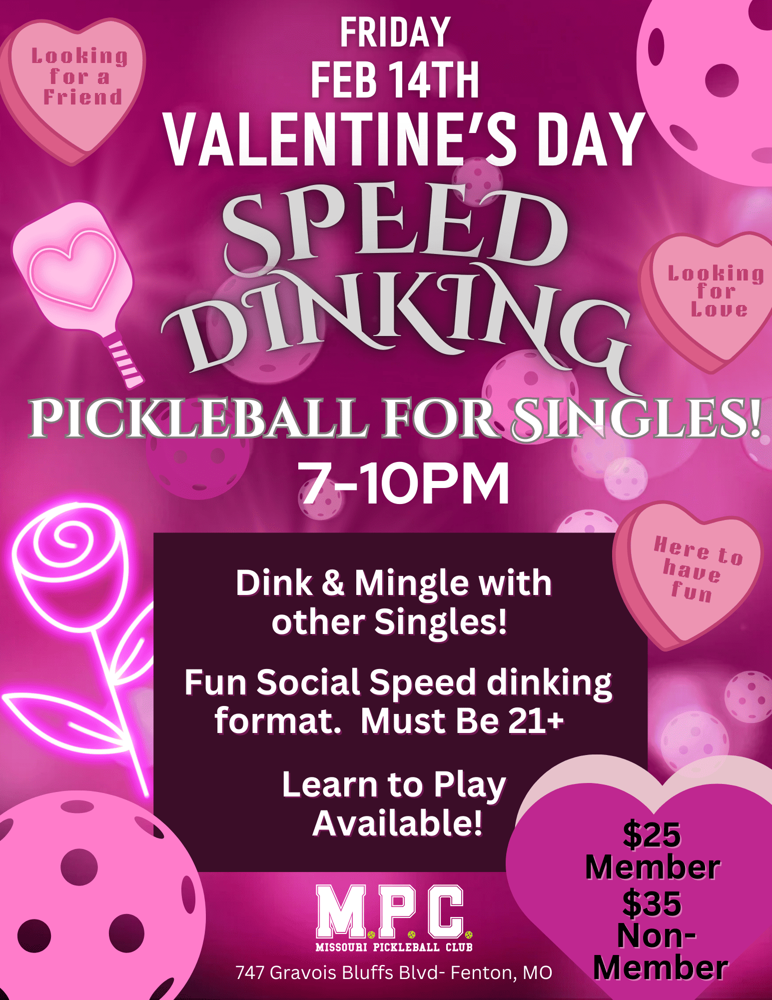 Feb 14th, 2025 Valentine's Day Speed Dinking MO Pickleball Club