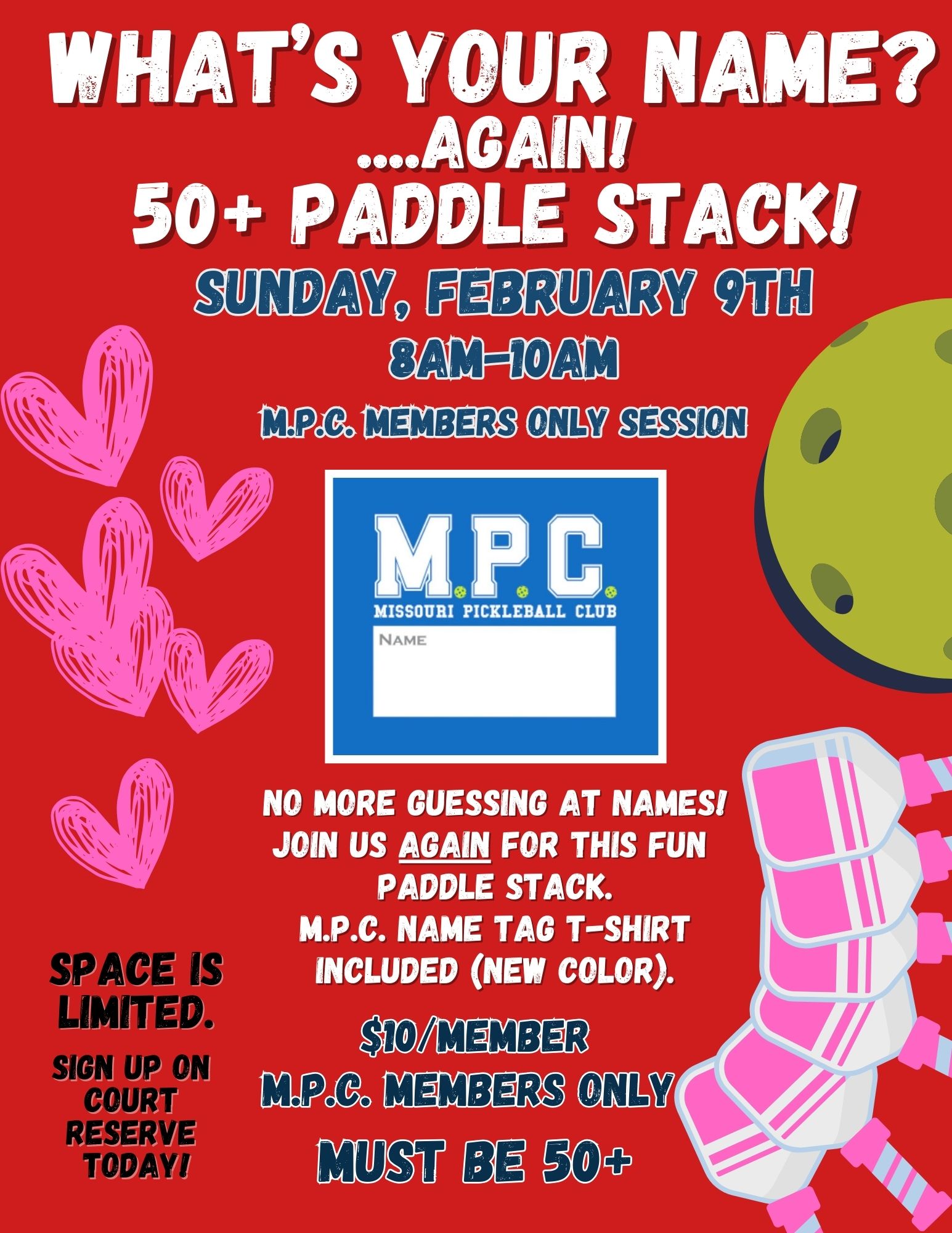 Feb 14th, 2025 Valentine's Day Speed Dinking MO Pickleball Club