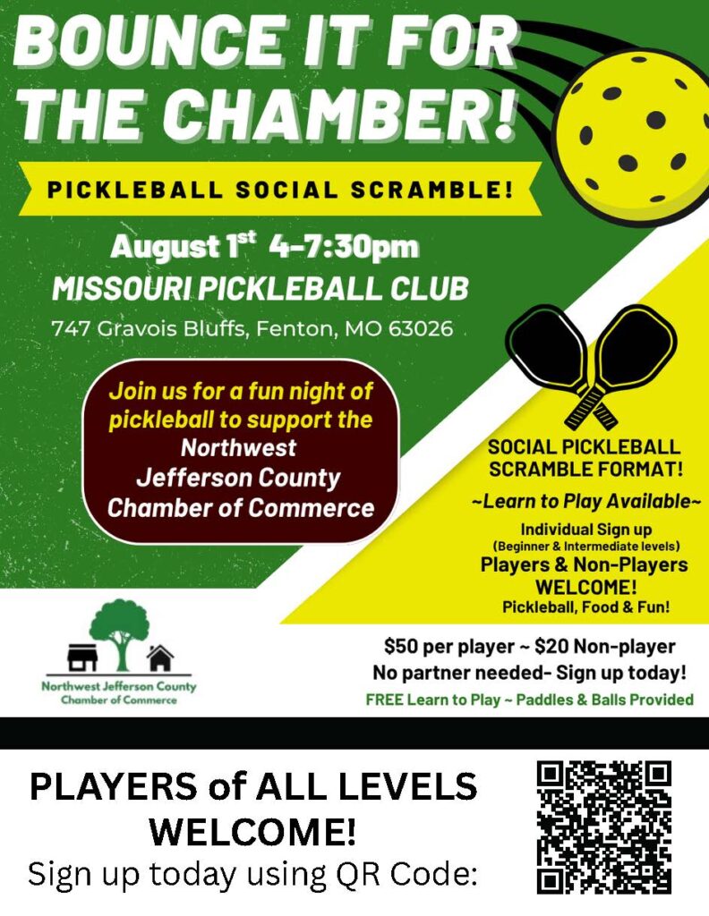 MPC Fenton, Bounce it For the Chamber - Pickleball Social. August 1, 2026 4-7:30pm
